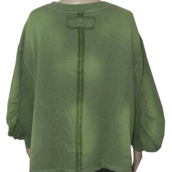 Free People Poet Pullover Washed Green Sweatshirt Tunic Top XS - Picture 3 of 5